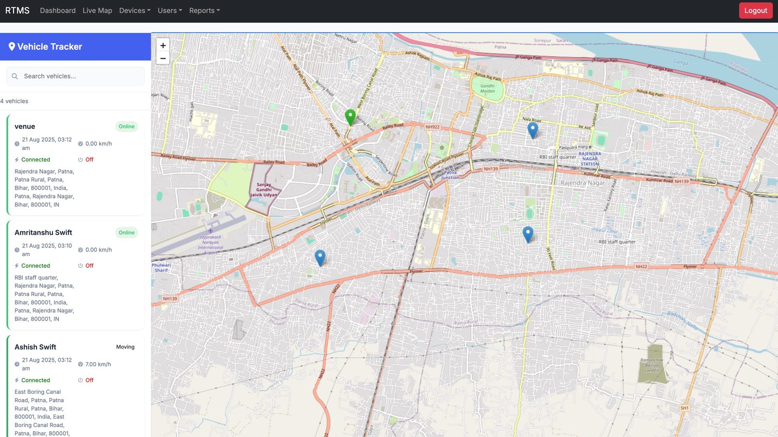 Live map view